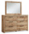 Ashley Hyanna Tan Brown King Panel Storage Bed with 1 Under Bed Storage Drawer, Dresser, Mirror, Chest and Nightstand