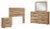 Ashley Hyanna Tan Brown Full Panel Headboard, Dresser, Mirror and Nightstand