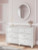 Ashley Maylilly White Full Upholstered Panel Storage Bed, Dresser and Chest