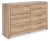 Ashley Hollymount Tan Queen Upholstered Platform Bed, Dresser and Nightstand