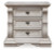 Ashley Andonhall Antique White California King Upholstered Panel Bed with Mirrored Dresser and Nightstand