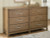 Ashley Cabalynn Light Brown California King Upholstered Bed with Dresser, Chest and 2 Nightstands