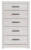 Ashley Cayboni Whitewash King Panel Bed, Dresser, Mirror and Chest