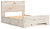 Ashley Lawroy Light Natural Queen Panel Bed with Storage, Dresser, Mirror and Nightstand