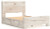 Ashley Lawroy Light Natural Queen Panel Bed with Storage, Dresser, Mirror and Nightstand