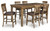 Ashley Broxtyn Light Brown Counter Height Dining Table and 6 Barstools