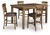 Ashley Broxtyn Light Brown Counter Height Dining Table and 4 Barstools