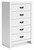 Ashley Binterglen White California King Panel Bed with Mirrored Dresser, Chest and 2 Nightstands