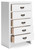 Ashley Binterglen White California King Panel Bed with Mirrored Dresser, Chest and 2 Nightstands