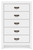 Ashley Binterglen White Queen Panel Bed with Mirrored Dresser, Chest and 2 Nightstands