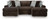 Ashley Midnight-Madness Gunmetal 3-Piece Double Chaise Sectional