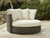 Ashley Kimora Beige Dark Brown Outdoor Swivel Lounge Chair with Cushion