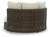 Ashley Kimora Beige Dark Brown Outdoor Swivel Lounge Chair with Cushion