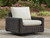 Ashley Kimora Beige Dark Brown Outdoor Swivel Lounge Chair