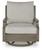 Ashley Rainier Ranch Brown Beige Outdoor Swivel Glider Chair with Cushion
