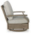 Ashley Rainier Ranch Brown Beige Outdoor Swivel Glider Chair with Cushion