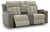 Ashley Stately Check Sisal Power Reclining Loveseat with Console