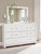 Ashley Raechalla White Dresser and Mirror