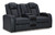 Ashley Fyne-Dyme Sapphire Power Reclining Loveseat with Console