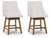 Ashley Cabalynn Oatmeal Light Brown Counter Height Barstool (Set of 2)