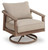 Ashley Francis Beach Natural Gray Outdoor Swivel Lounge with Cushion