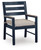 Ashley Mabry Shores Navy Blue Driftwood Outdoor Arm Chair with Cushion (Set of 2)