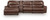 Ashley Silverbrooke Caramel 4-Piece Reclining Sectional with Chaise and Storage Console