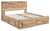 Ashley Hyanna Tan Brown King Panel Storage Bed with 2 Under Bed Storage Drawers