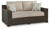 Ashley Coastline Bay Brown Outdoor Loveseat with Cushion