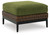 Ashley Horizon Hall Brown Green Outdoor Ottoman with Cushion