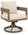 Ashley Serene Bay Dark Brown White Outdoor Swivel Dining Chair with Cushion (Set of 2)
