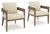 Ashley Serene Bay Dark Brown White Outdoor Dining Arm Chair with Cushion (Set of 2)