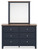 Ashley Landocken Brown Blue Dresser and Mirror