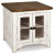 Ashley Wystfield White / Brown End Table