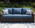 Ashley Windglow Blue Brown Outdoor Sofa with Cushion