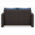 Ashley Windglow Blue Brown Outdoor Loveseat with Cushion