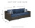 Ashley Grasson Lane Brown Blue Sofa with Cushion