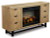 Ashley Freslowe Light Brown Black TV Stand with Electric Fireplace