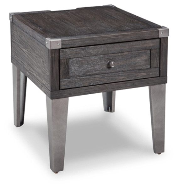 Ashley Todoe Dark Gray End Table with USB Ports & Outlets