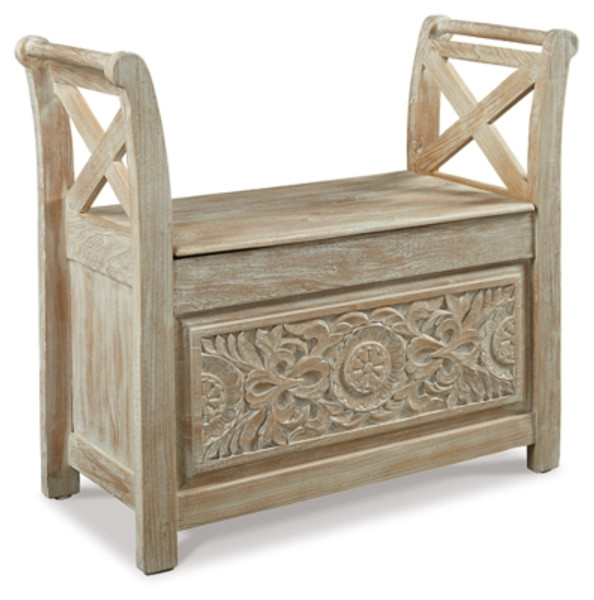 Ashley Fossil Ridge Whitewash Accent Bench