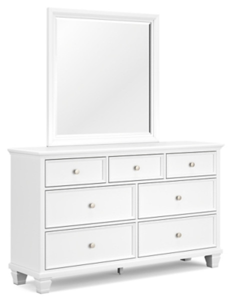 Ashley Fortman White Dresser and Mirror