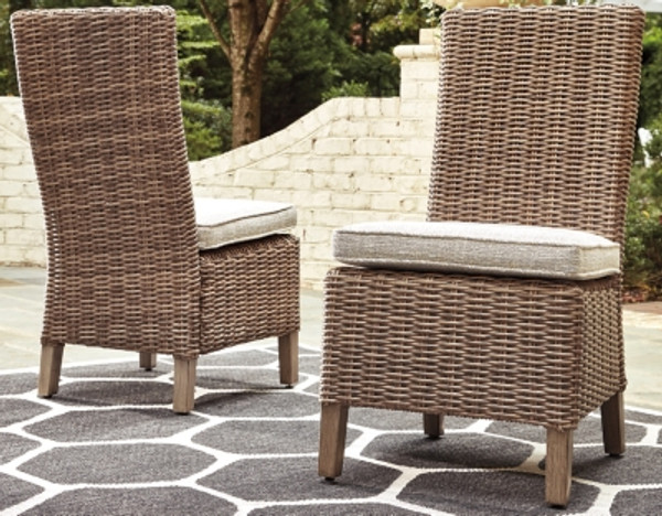 Ashley Beachcroft Black Light Gray Outdoor Side Chair with Cushion (Set of 2)