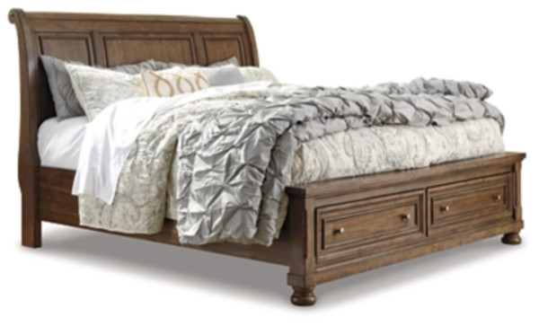 Ashley Flynnter Medium Brown California King Sleigh Bed with 2 Storage Drawers