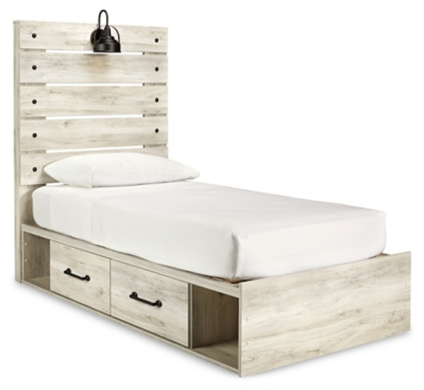 Ashley Cambeck Whitewash Twin Panel Bed with 4 Storage Drawers