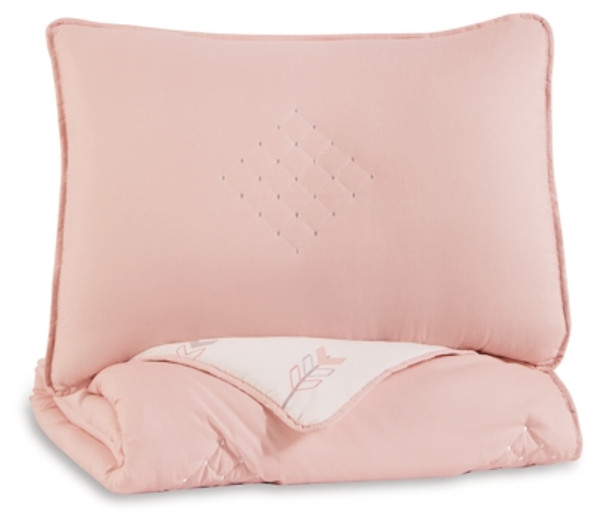 Ashley Lexann Pink White Gray Twin Comforter Set