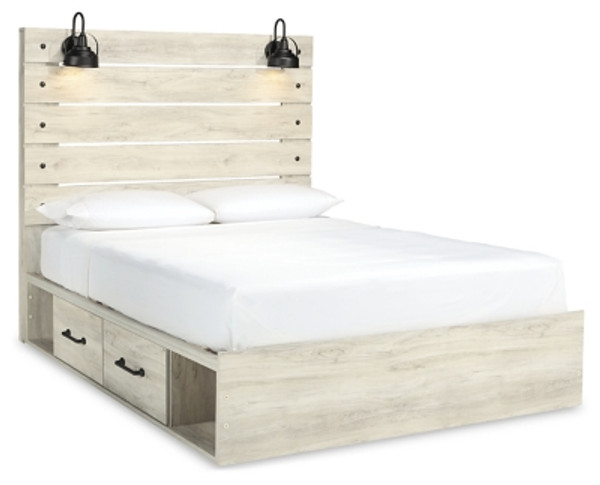 Ashley Cambeck Whitewash Queen Panel Bed with 2 Storage Drawers