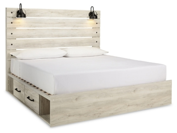 Ashley Cambeck Whitewash King Panel Bed with 2 Storage Drawers