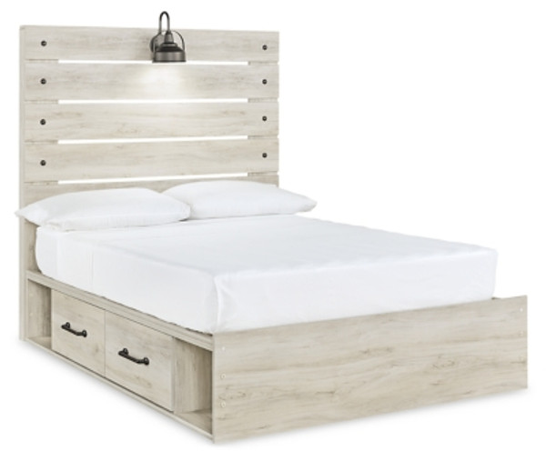 Ashley Cambeck Whitewash Full Panel Bed with 4 Storage Drawers