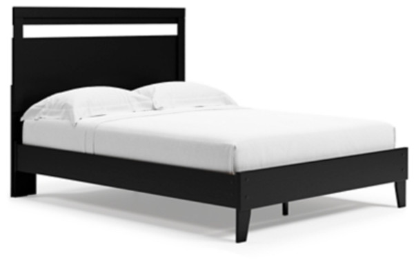 Ashley Finch Black Brown Queen Panel Platform Bed