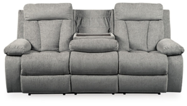 Ashley Mitchiner Fog Reclining Sofa with Drop Down Table